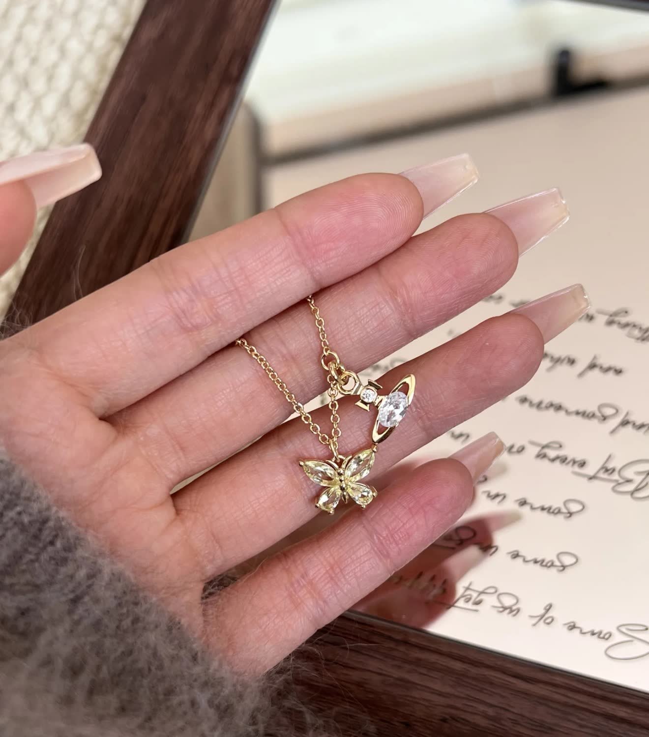 Vivienne Westwood Orb Butterfly Earrings and Necklace Set